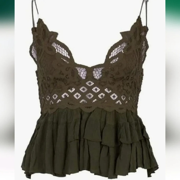 Free People - Adella Camisole in Olive Sparrow - Picture 6 of 7